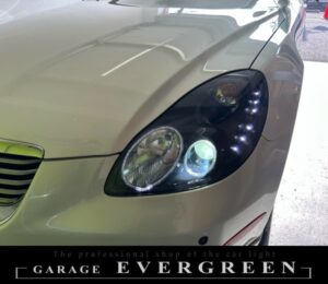 40系 ソアラ インナーブラック塗装＆4連LEDイカリング＆白色LED増設 仕様 純正加工品 ドレスアップ ヘッドライト 交換