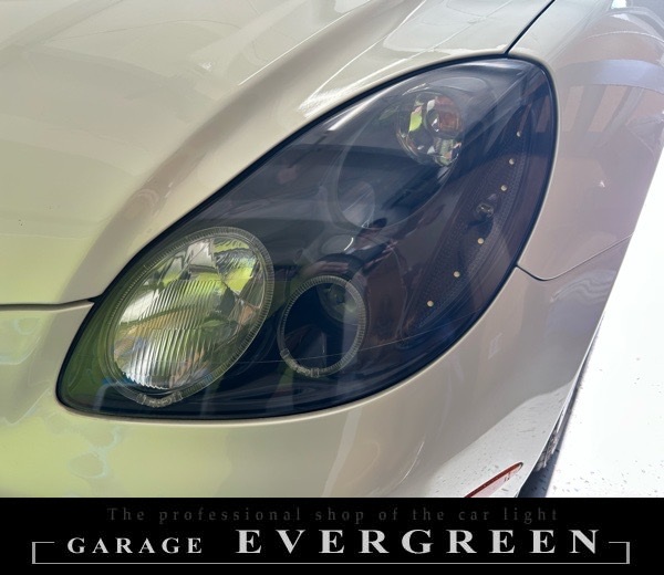 40系 ソアラ インナーブラック塗装&4連LEDイカリング&白色LED増設 仕様 純正加工品 ドレスアップ ヘッドライト 交換