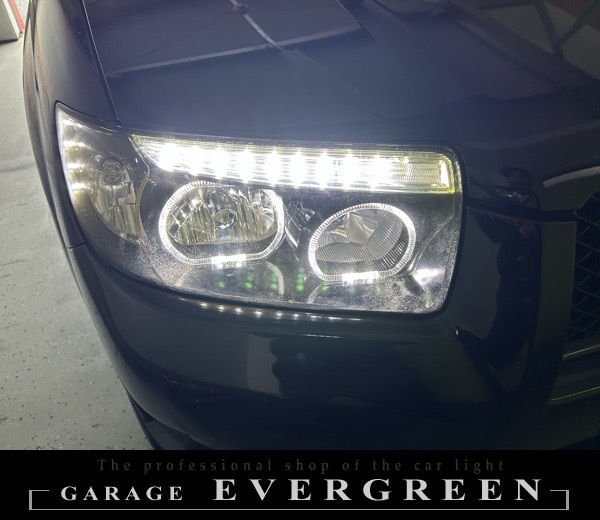 SG5/SG9フォレスター 後期 インナーブラック塗装&4連イカリング&白LED増設 仕様 純正加工品 ドレスアップ ヘッドライト 取り付け