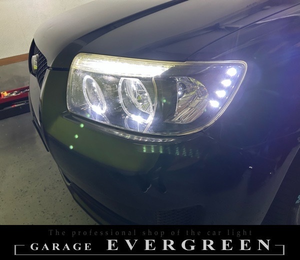 SG5/SG9フォレスター 後期 インナーブラック塗装&4連イカリング&白LED増設 仕様 純正加工品 ドレスアップ ヘッドライト 取り付け