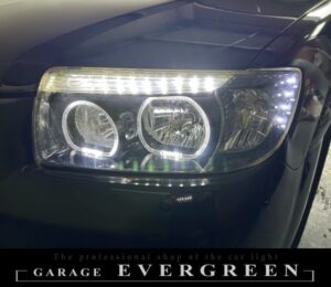 SG5/SG9フォレスター 後期 インナーブラック塗装&4連イカリング&白LED増設 仕様 純正加工品 ドレスアップ ヘッドライト 取り付け