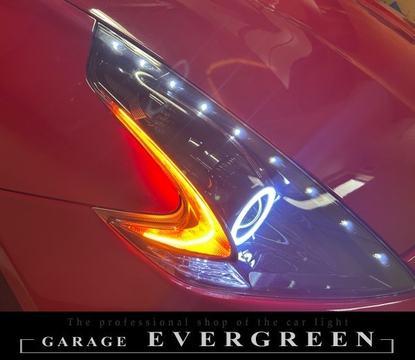 修理 社外品 Z34フェアレディZ インナーブラック&COBイカリング&LED増設 純正加工品 ドレスアップ ヘッドライト