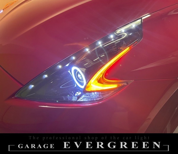 修理 社外品 Z34フェアレディZ インナーブラック&COBイカリング&LED増設 純正加工品 ドレスアップ ヘッドライト