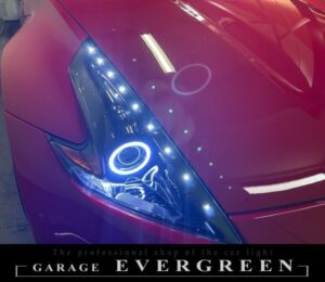 修理 社外品 Z34フェアレディZ インナーブラック&COBイカリング&LED増設 純正加工品 ドレスアップ ヘッドライト