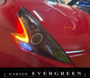 修理 社外品 Z34フェアレディZ インナーブラック&COBイカリング&LED増設 純正加工品 ドレスアップ ヘッドライト