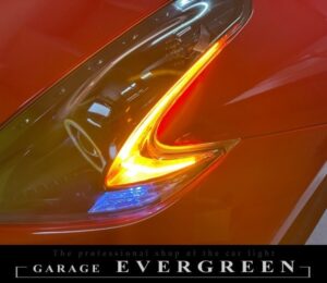 修理 社外品 Z34フェアレディZ インナーブラック&COBイカリング&LED増設 純正加工品 ドレスアップ ヘッドライト