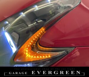 修理 社外品 Z34フェアレディZ インナーブラック&COBイカリング&LED増設 純正加工品 ドレスアップ ヘッドライト