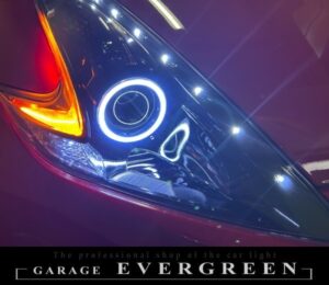 修理 社外品 Z34フェアレディZ インナーブラック&COBイカリング&LED増設 純正加工品 ドレスアップ ヘッドライト